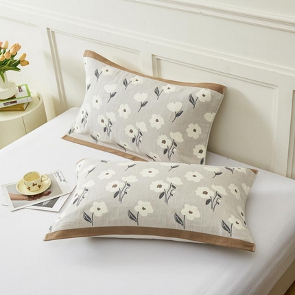 2025新款纯棉加厚精梳棉纱布枕巾 夏至-浅咖 52*78cm/对