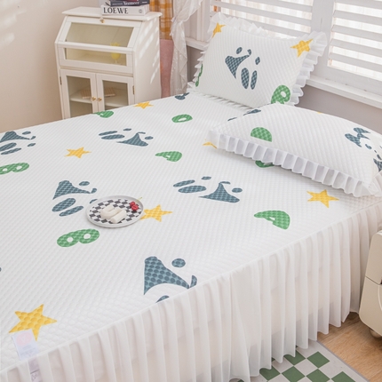  2025新款A类冰豆豆床裙款印花凉席 功夫熊猫