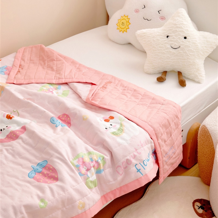 91家纺网 家纺一手货源 找家纺 梵赫   2025新款全棉卡通夏被 蝴蝶结小兔