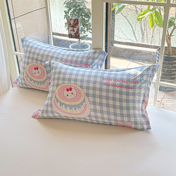 91家纺网 家纺一手货源 找家纺 创优  2025新款有氧双层纱小清新印花小花边夏被夏凉被可机洗空调被子被芯 蛋糕蓝格 kt