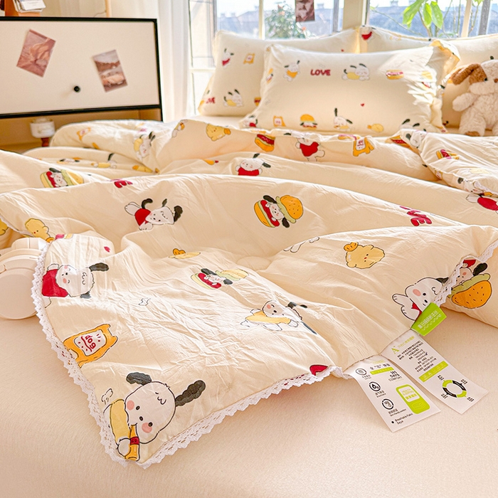 91家纺网 家纺一手货源 找家纺 创优  2025新款有氧双层纱小清新印花小花边夏被夏凉被可机洗空调被子被芯 豆包