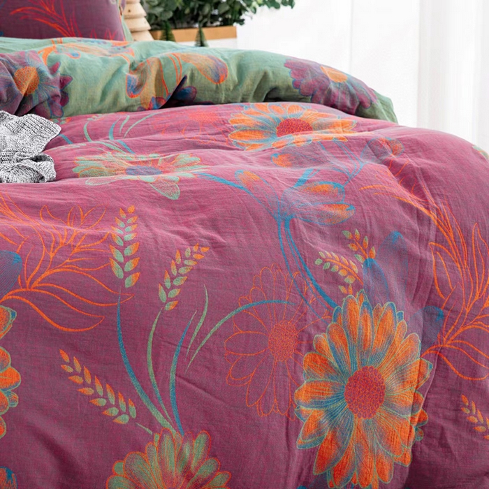 91家纺网 家纺一手货源 找家纺 双层纱家居 2025新款深色系列双层纱四件套 格林纳达酒红