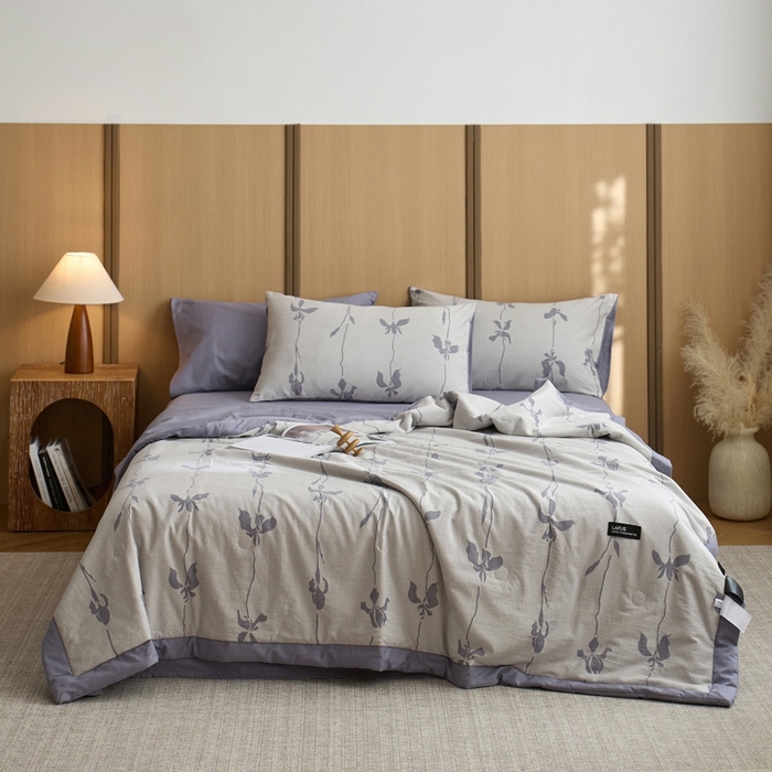 91家纺网 家纺一手货源 找家纺 莱福仕家纺 2025新款水洗棉色织大提花夏被  （控价150*200不低于199 200*230不低于219） 月光鸢尾