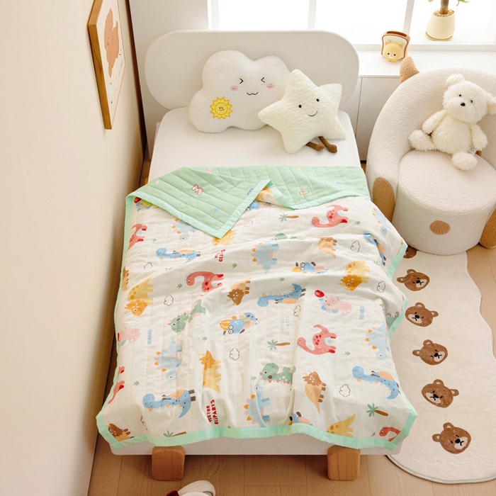 91家纺网 家纺一手货源 找家纺 梵赫   2025新款全棉卡通夏被 恐龙宝宝