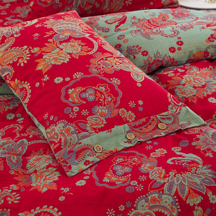 91家纺网 家纺一手货源 找家纺 双层纱家居 2025新款深色系列双层纱四件套 锦上添花