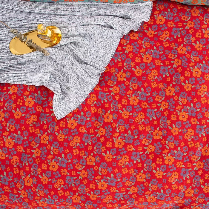 91家纺网 家纺一手货源 找家纺 双层纱家居 2025新款深色系列双层纱四件套 花间物语红