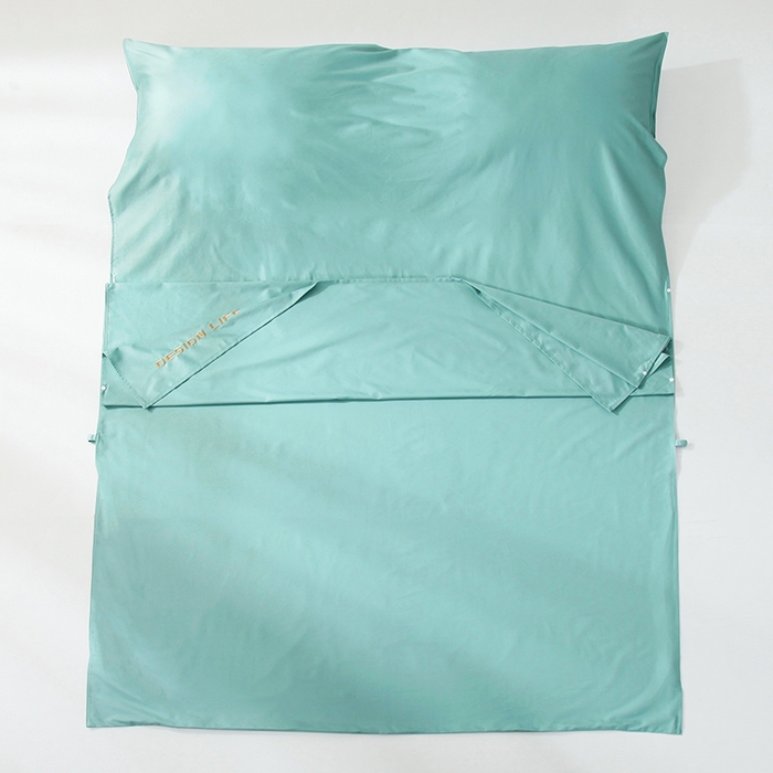 91家纺网 家纺一手货源 找家纺 佳汐蓝家纺 2025新款60支全棉纯色隔脏睡袋 香草绿