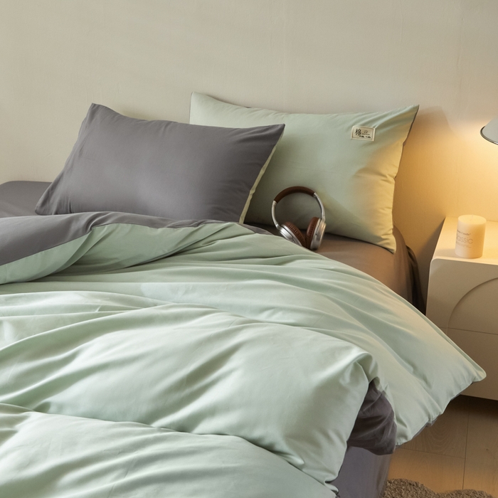 91家纺网 家纺一手货源 找家纺 （总）莱通家纺 2025新款纯色双拼四件套