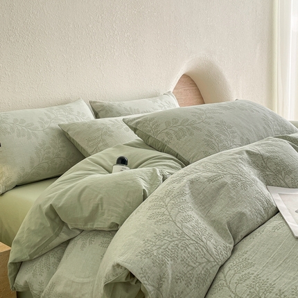 91家纺网 家纺一手货源 找家纺 （总）寐眠2025新款全棉三层纱提花四件套