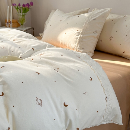  2025新款A类针织棉双层纱蕾丝花边四件套 星海漫漫