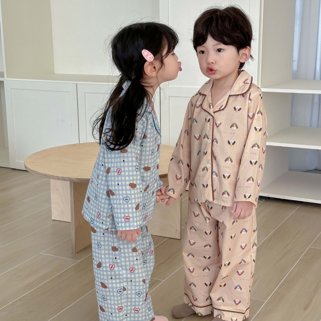 91家纺网 家纺一手货源 找家纺 （总）妍景家居生活馆 2025新款全棉纯棉儿童翻领家居服