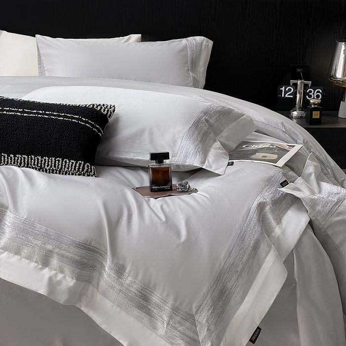 91家纺网 家纺一手货源 找家纺 高端轻奢A类母婴级长绒棉全工艺刺绣四件套纯棉全棉高端春夏季爆款床上用品   瑾雅-蔓帝灰