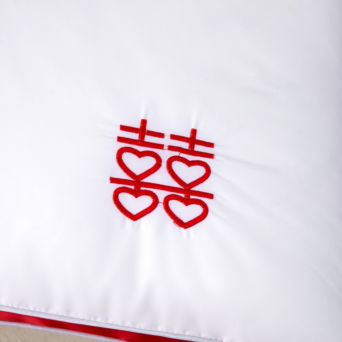 91家纺网 家纺一手货源 找家纺 枕之坊 2025新款婚庆羽丝枕枕头枕芯 心心相印