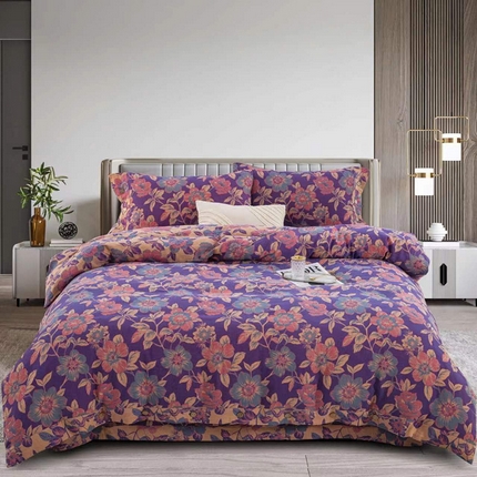 双层纱家居 2025新款深色系列双层纱四件套 紫色