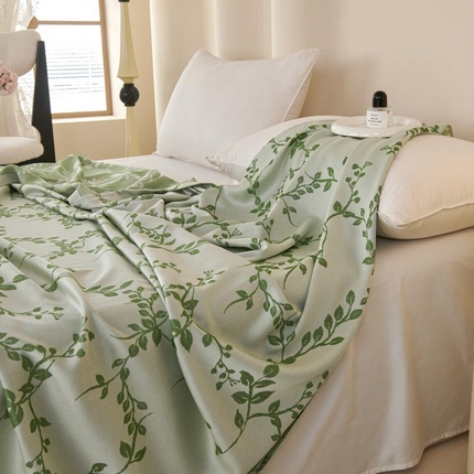  2025新款竹纤维盖毯空调毯系列 花枝梦-绿