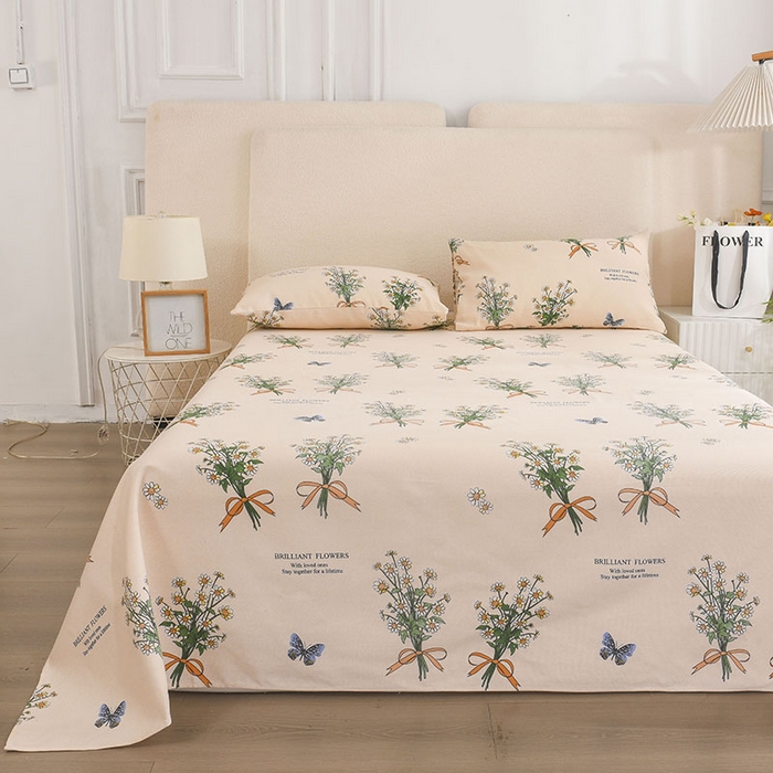 91家纺网 家纺一手货源 找家纺 红日子纺织品 2025新款艾草老粗布床单印花凉席三件套 山梦