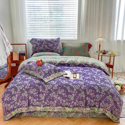 91家纺网 家纺一手货源 找家纺 （总）双层纱家居 2025新款深色系列双层纱四件套