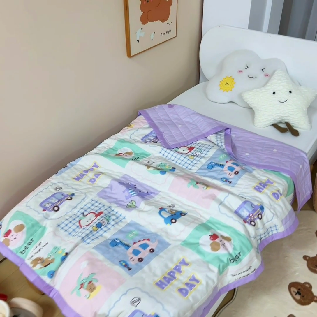 91家纺网 家纺一手货源 找家纺 梵赫   2025新款全棉卡通夏被 快乐旅行