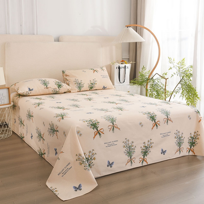 91家纺网 家纺一手货源 找家纺 红日子纺织品 2025新款艾草老粗布床单印花凉席三件套 山梦