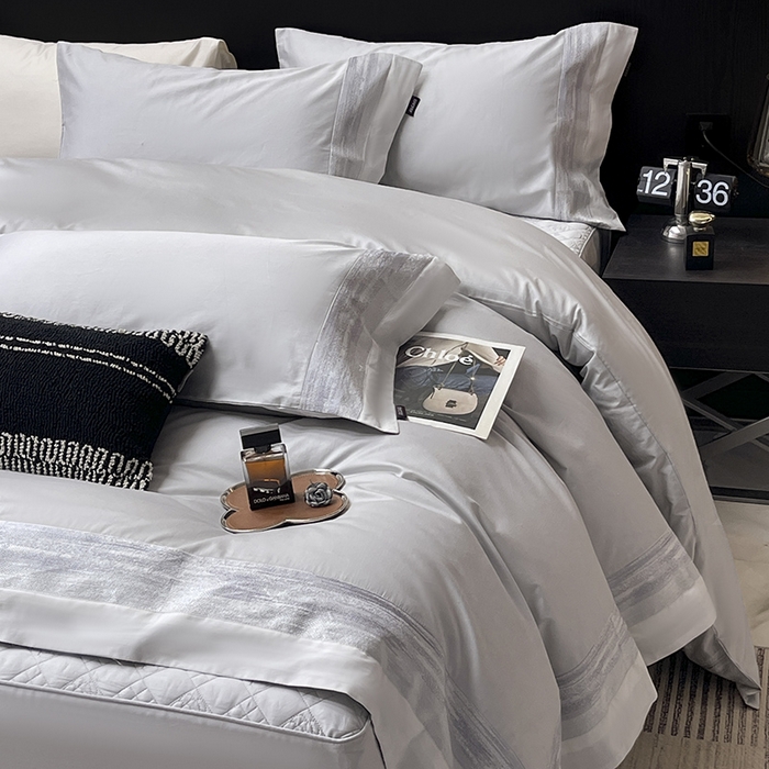 91家纺网 家纺一手货源 找家纺 春夏A类长绒棉夹棉床盖床笠四件套全棉纯棉纯色绗绣四季款保护罩高级感床上用品 瑾雅-蔓帝灰