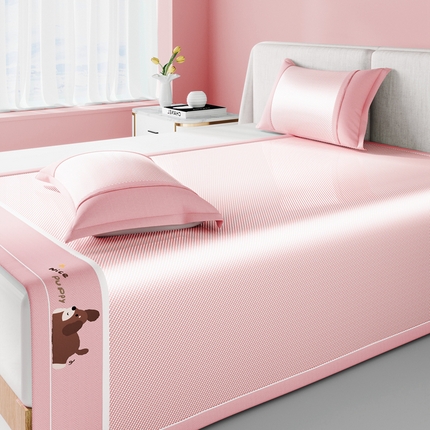 91家纺网 家纺一手货源 找家纺 川悦生活 2025新款纯色凉感冰丝席-大床 帕帕狗仔-银粉