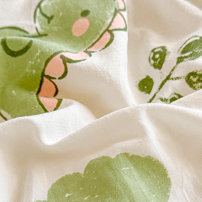 91家纺网 家纺一手货源 找家纺 创优  2025新款有氧双层纱小清新印花小花边夏被夏凉被可机洗空调被子被芯 恐龙乐园