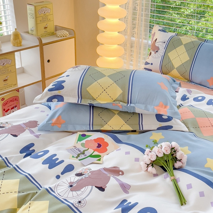 91家纺网 家纺一手货源 找家纺 2025新款亲肤磨毛四件套 欢乐假日