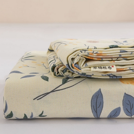 91家纺网 家纺一手货源 找家纺 红日子纺织品 2025新款艾草老粗布床单印花凉席三件套 绚丽