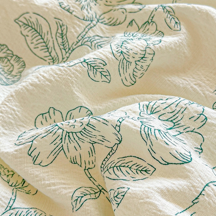 91家纺网 家纺一手货源 找家纺 创优  2025新款有氧双层纱小清新印花小花边夏被夏凉被可机洗空调被子被芯 海岛森林