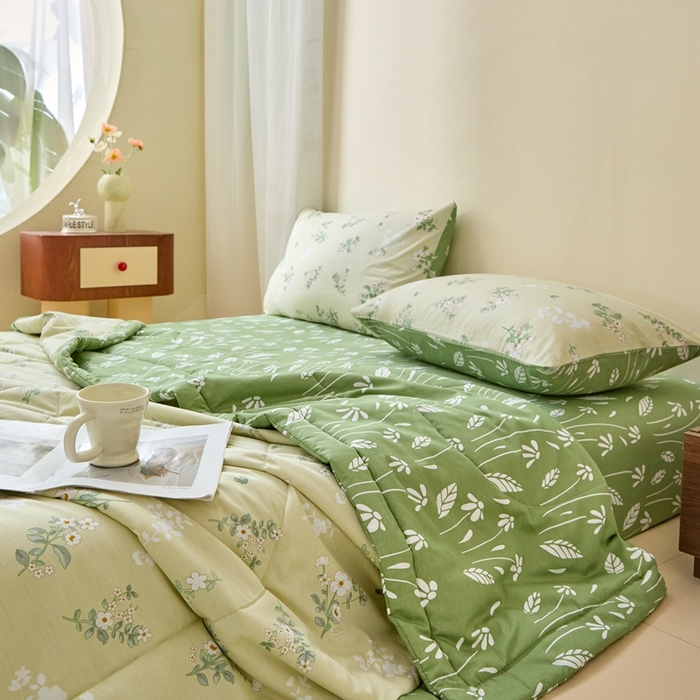 91家纺网 家纺一手货源 找家纺 珂博家纺2025新款亲肤全棉印花夏被 茶艺