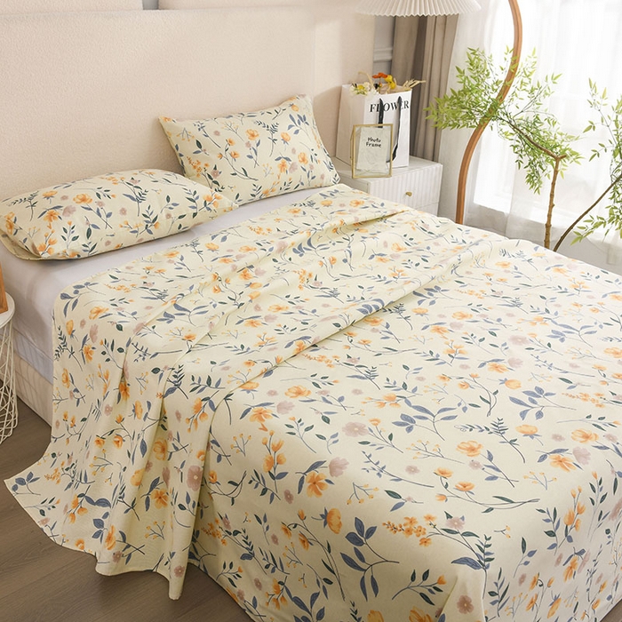 91家纺网 家纺一手货源 找家纺 红日子纺织品 2025新款艾草老粗布床单印花凉席三件套 绚丽