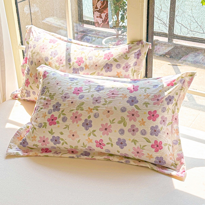 91家纺网 家纺一手货源 找家纺 创优  2025新款有氧双层纱小清新印花小花边夏被夏凉被可机洗空调被子被芯 满心欢喜