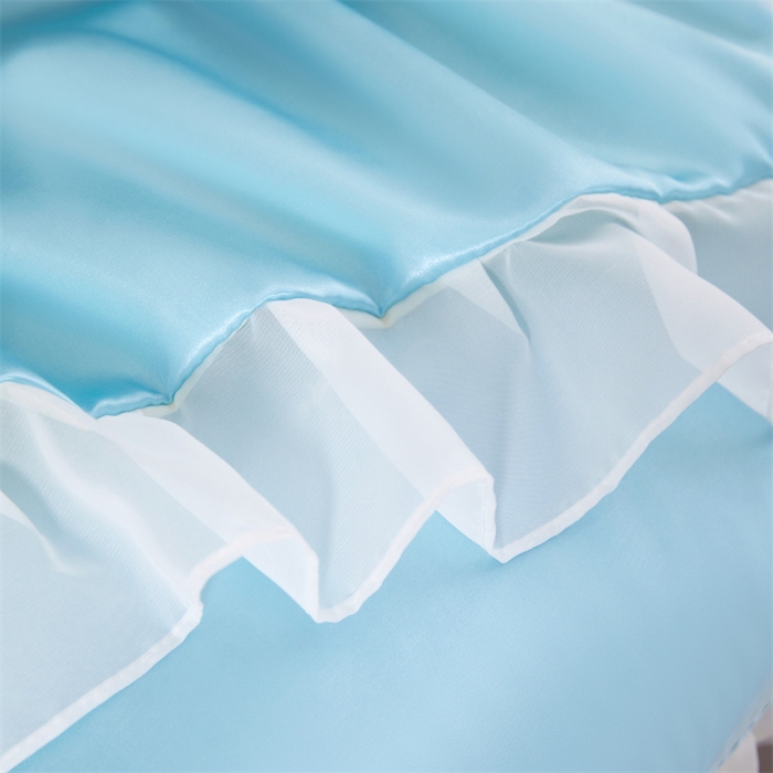 91家纺网 家纺一手货源 找家纺 梦舒羽 2025新款公主风夏季冰丝枕套单人一对装可水洗花边枕头套宿舍48x74cm枕芯套枕头套 花边款-天空蓝