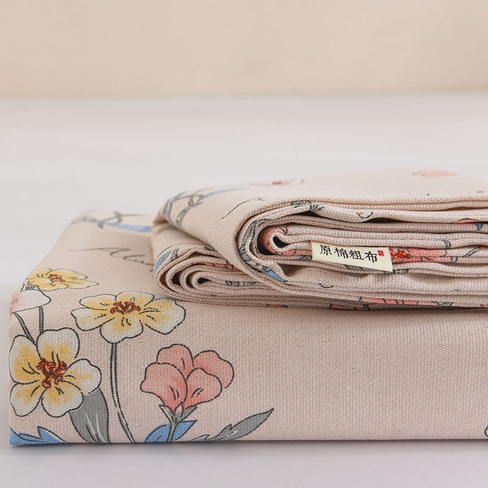 91家纺网 家纺一手货源 找家纺 红日子纺织品 2025新款艾草老粗布床单印花凉席三件套 花镜