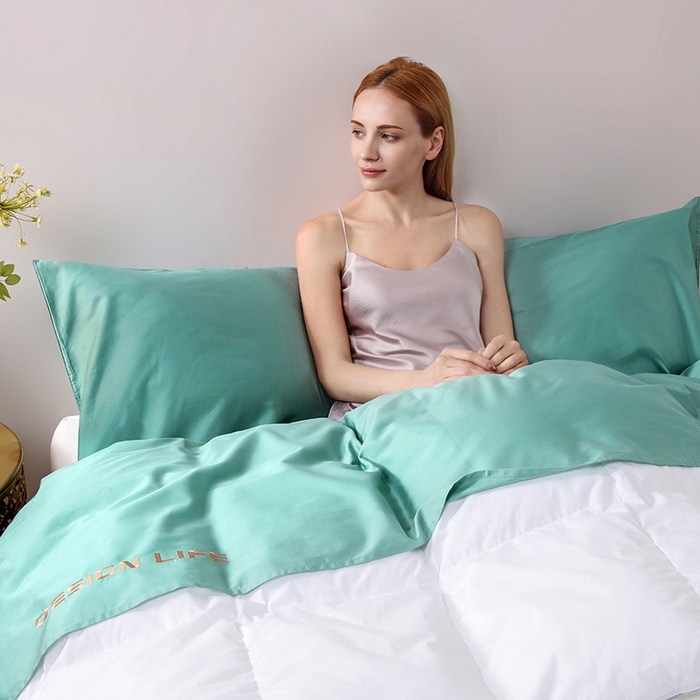 91家纺网 家纺一手货源 找家纺 佳汐蓝家纺 2025新款60支全棉纯色隔脏睡袋 香草绿