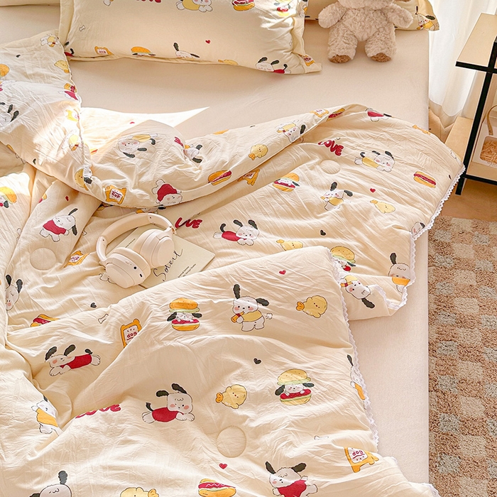 91家纺网 家纺一手货源 找家纺 创优  2025新款有氧双层纱小清新印花小花边夏被夏凉被可机洗空调被子被芯 豆包