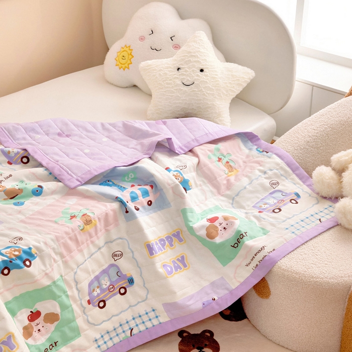 91家纺网 家纺一手货源 找家纺 梵赫   2025新款全棉卡通夏被 快乐旅行