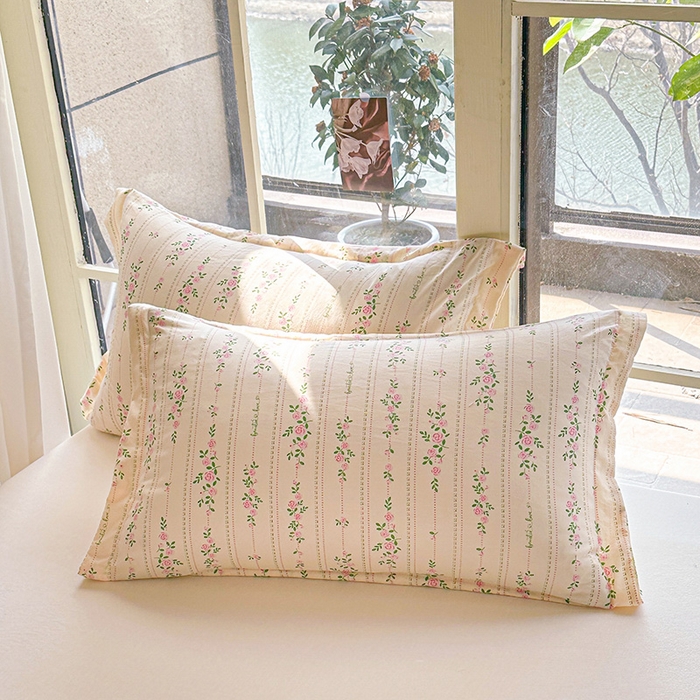 91家纺网 家纺一手货源 找家纺 创优  2025新款有氧双层纱小清新印花小花边夏被夏凉被可机洗空调被子被芯 粉黛花园