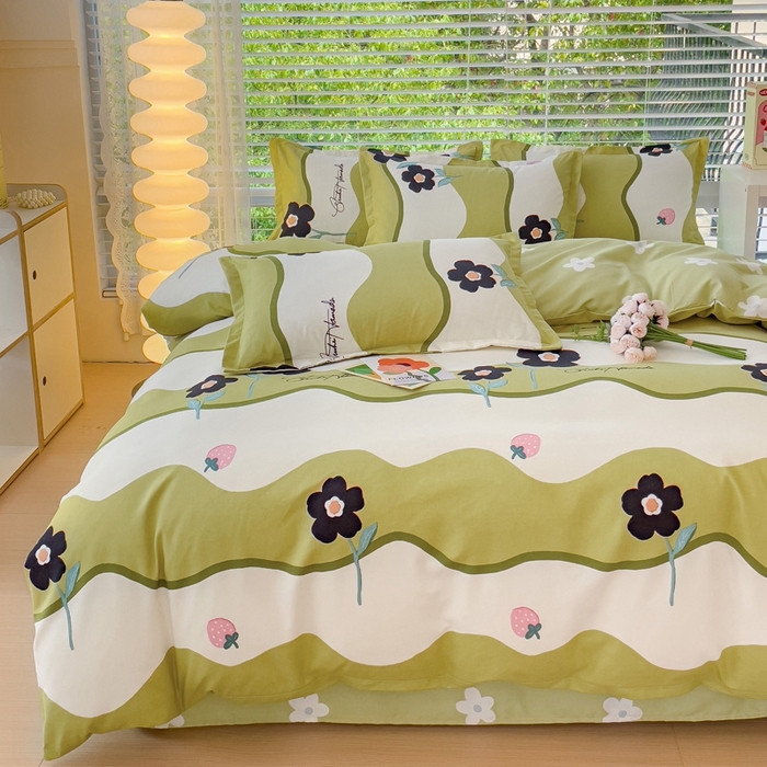 91家纺网 家纺一手货源 找家纺 2025新款亲肤磨毛四件套 茉彩花韵