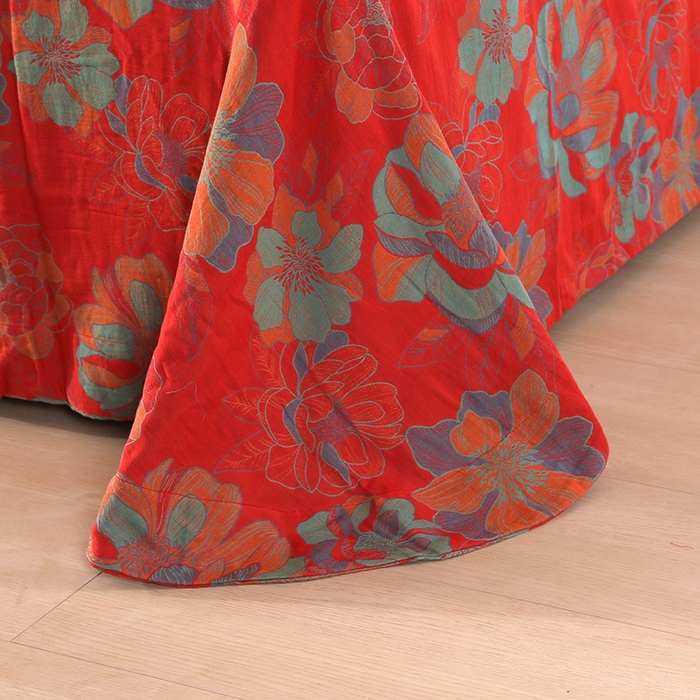 91家纺网 家纺一手货源 找家纺 双层纱家居 2025新款深色系列双层纱四件套 国色天香