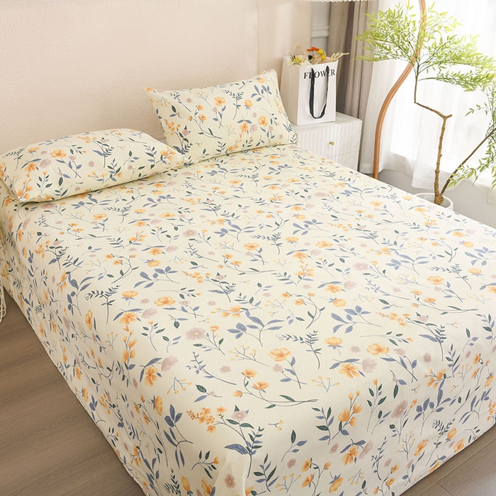 91家纺网 家纺一手货源 找家纺 红日子纺织品 2025新款艾草老粗布床单印花凉席三件套 绚丽