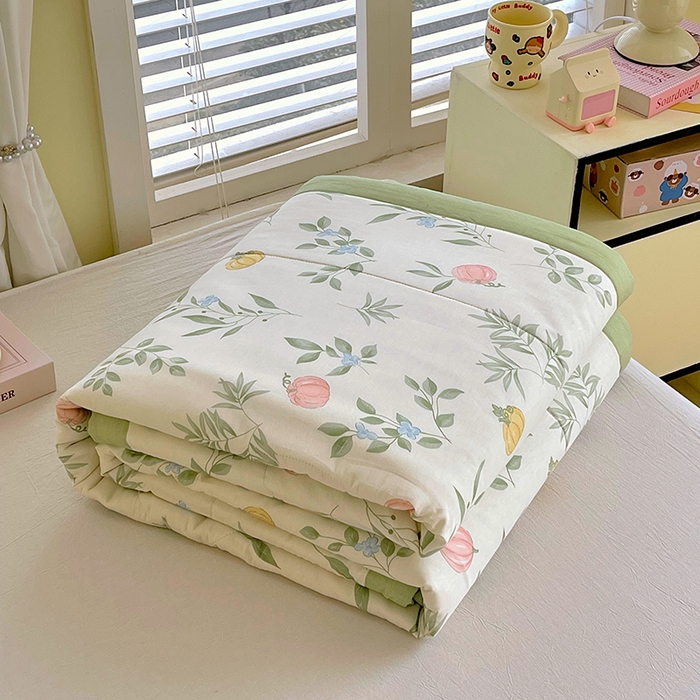 91家纺网 家纺一手货源 找家纺  2025新款A类全棉棉花夏被纯棉夏被 被子被芯 轻婉花语