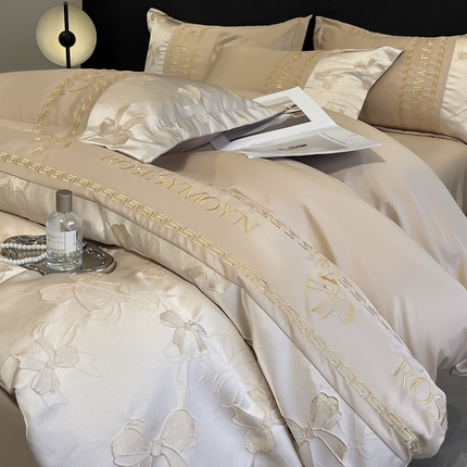 金阳光家纺 2025新款金丝提花浮雕水洗天丝四件套 情结-香槟