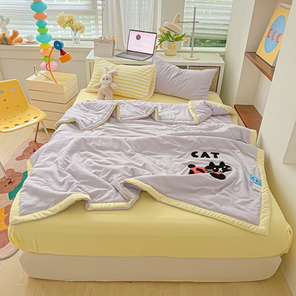 91家纺网 家纺一手货源 找家纺 （总）子钦2025春夏水洗棉奶油风毛巾绣单夏被夏被四件套