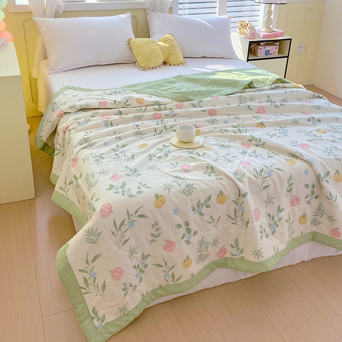 91家纺网 家纺一手货源 找家纺  2025新款A类全棉棉花夏被纯棉夏被 被子被芯 轻婉花语