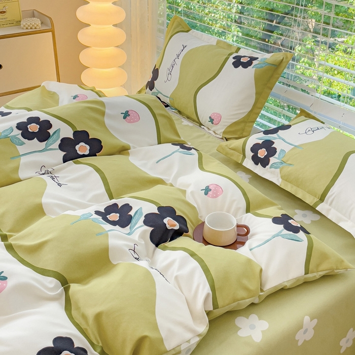 91家纺网 家纺一手货源 找家纺 2025新款亲肤磨毛四件套 茉彩花韵