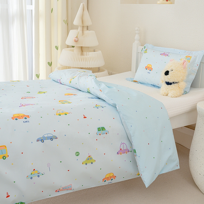 91家纺网 家纺一手货源 找家纺 良佐生活 2025新款高支高密全棉儿童被套 快乐巴士