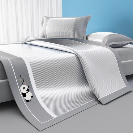 川悦生活 2025新款纯色凉感冰丝席-大床 眠眠熊猫-银灰