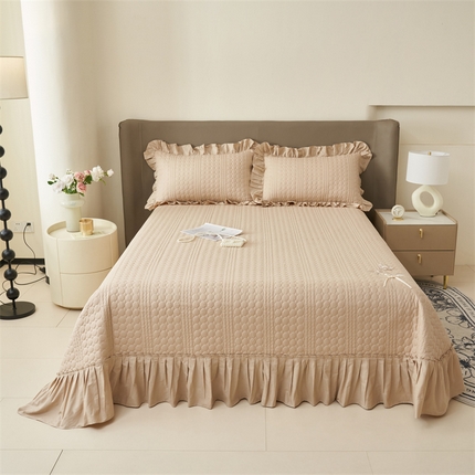 恒爱 2025新款A类全棉纯棉多功能夏被夏凉被空调被四件套-一枝独秀 驼色