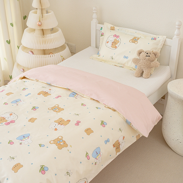 91家纺网 家纺一手货源 找家纺 良佐生活 2025新款高支高密全棉儿童被套 心心相印